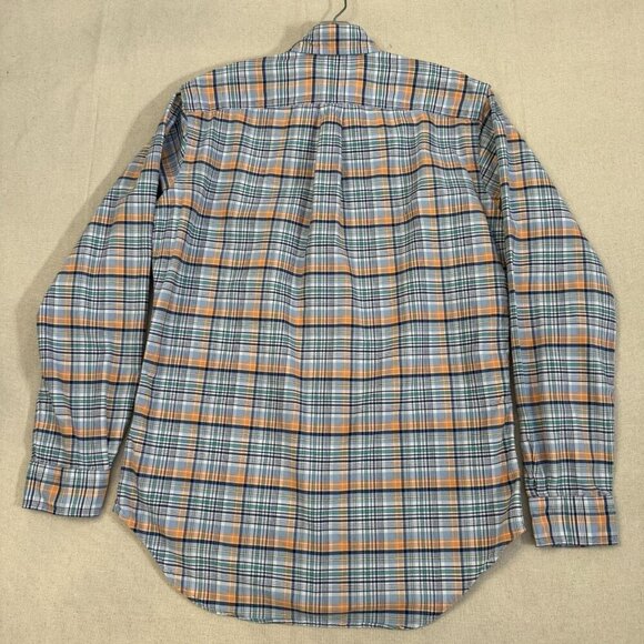 Ralph Lauren Classic Fit Orange Blue Windowpane Plaid Button Shirt Long Sleeve S - Picture 2 of 10